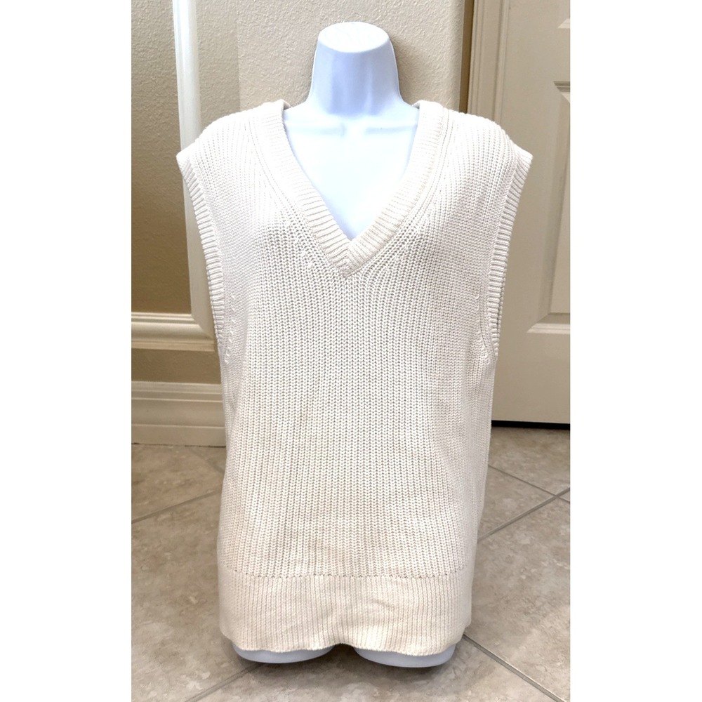 Rails Womens Cream Chandler Knit Sweater Vest Sz M Cotton Cashmere Career Preppy
